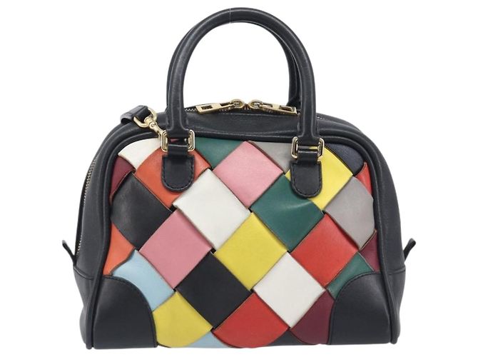LOEWE Hand Bag Leather 2way Black Gold - vista 2