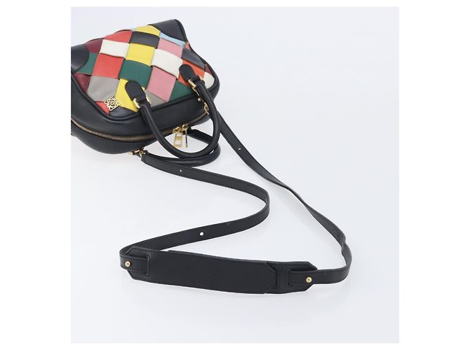 LOEWE Hand Bag Leather 2way Black Gold - vista 8