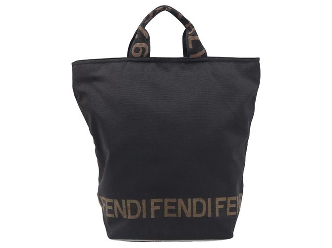 FENDI Hand Bag Canvas Black Silver 26488 - vista 13