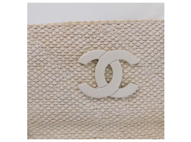 CHANEL Chain Tote Bag Canvas White Gold CC - vista 20