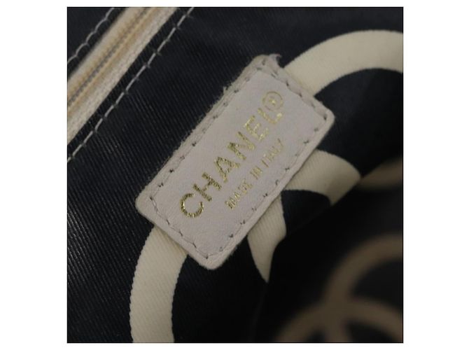 CHANEL Chain Tote Bag Canvas White Gold CC - vista 21