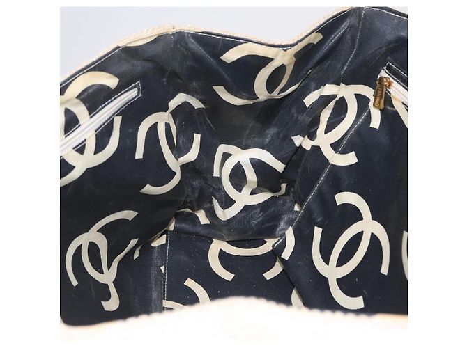 CHANEL Chain Tote Bag Canvas White Gold CC - vista 22