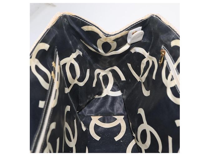 CHANEL Chain Tote Bag Canvas White Gold CC - vista 23