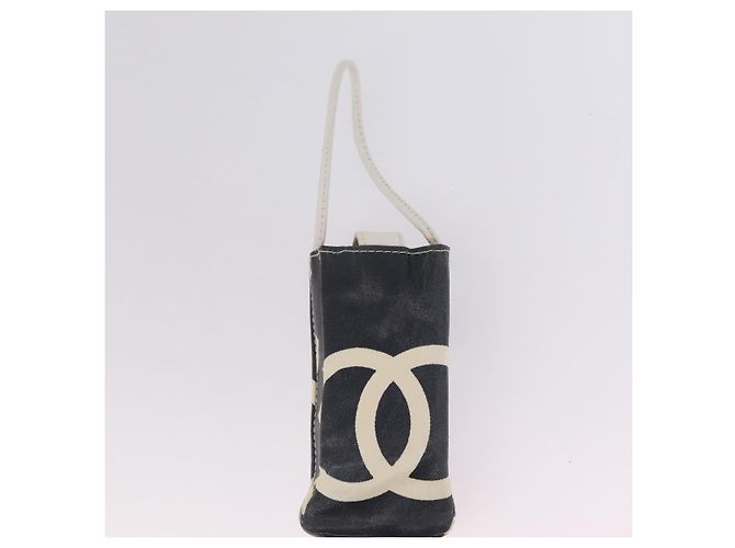 CHANEL Chain Tote Bag Canvas White Gold CC - vista 28