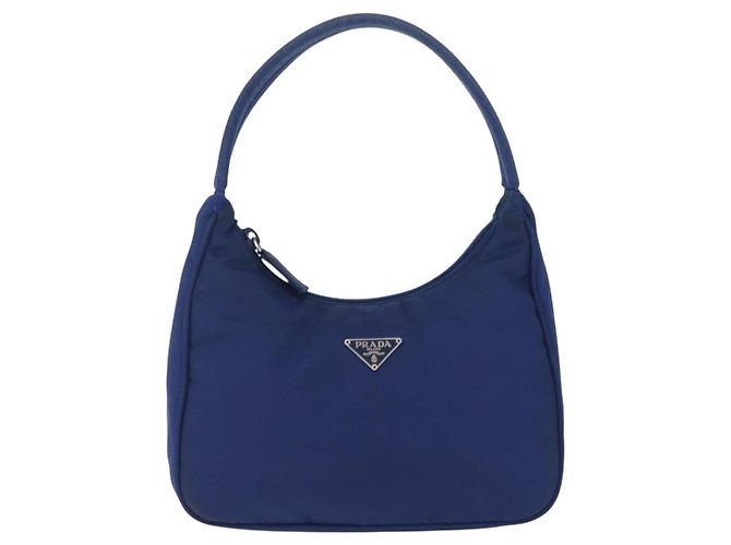 PRADA Bolso Pouch de Mano Nylon Azul Plata - vista 13