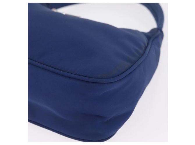 PRADA Bolso Pouch de Mano Nylon Azul Plata - vista 16