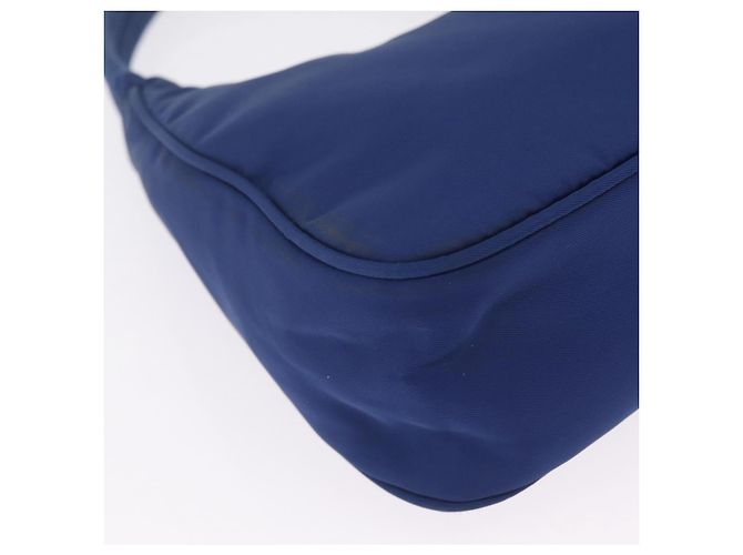 PRADA Bolso Pouch de Mano Nylon Azul Plata - vista 17