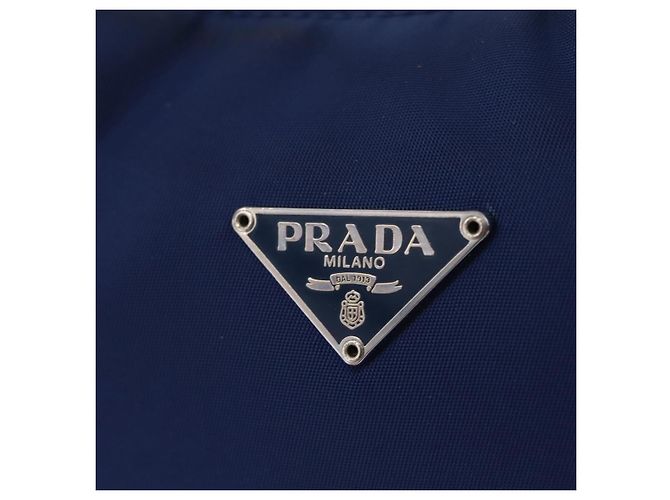 PRADA Bolso Pouch de Mano Nylon Azul Plata - vista 19