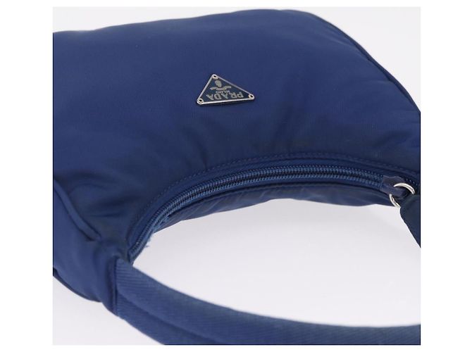 PRADA Bolso Pouch de Mano Nylon Azul Plata - vista 6