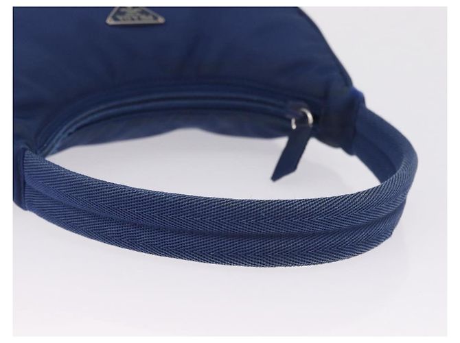 PRADA Bolso Pouch de Mano Nylon Azul Plata - vista 8