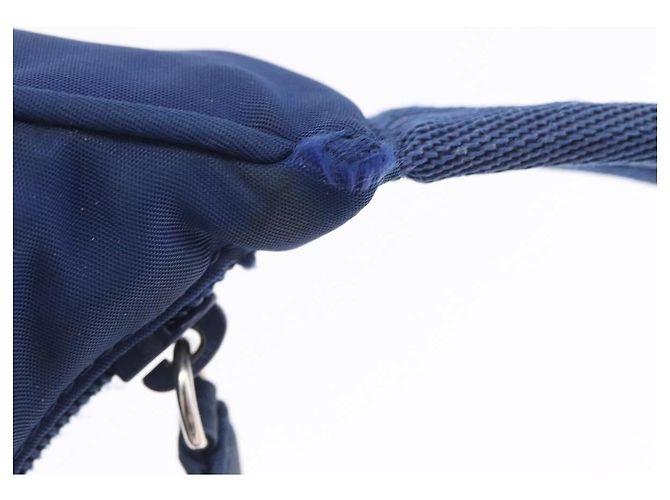 PRADA Bolso Pouch de Mano Nylon Azul Plata - vista 9