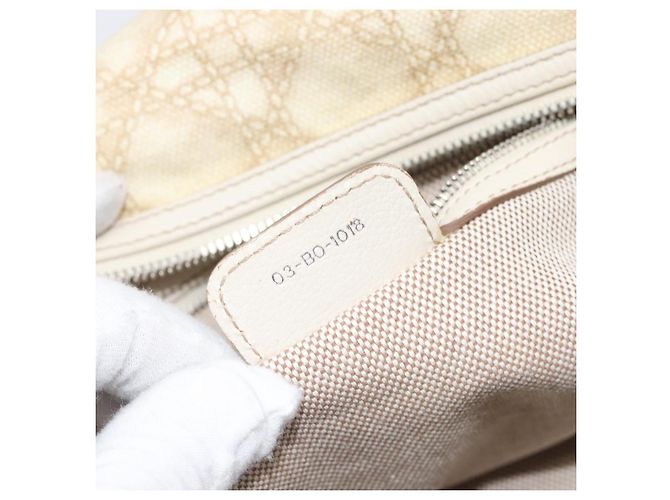 Christian Dior Panarea Hand Bag Canvas Ivory Silver - Ansicht 26