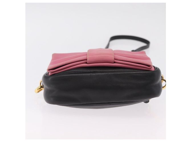 PRADA Ribbon Schultertasche Leder Schwarz Pink - Ansicht 11
