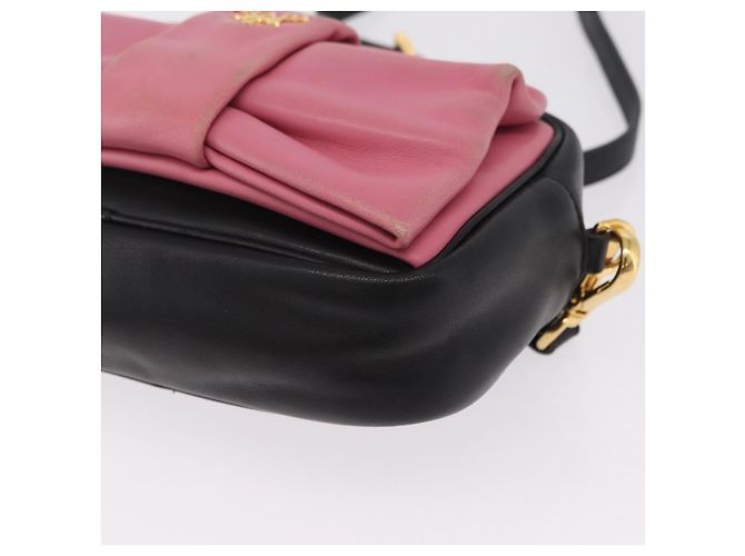 PRADA Ribbon Schultertasche Leder Schwarz Pink - Ansicht 13