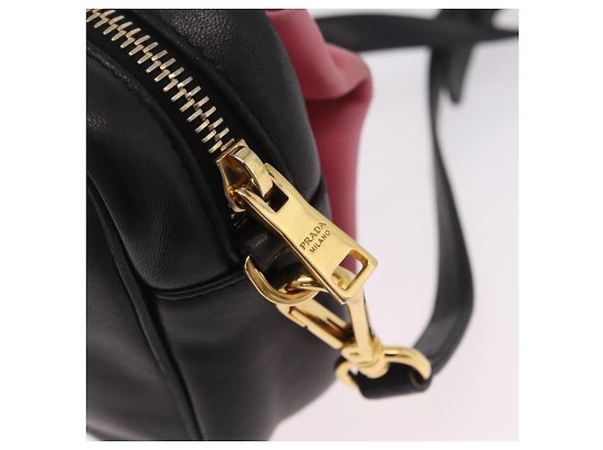 PRADA Ribbon Schultertasche Leder Schwarz Pink - Ansicht 16