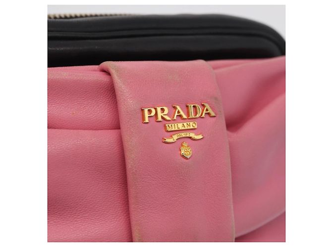 PRADA Ribbon Schultertasche Leder Schwarz Pink - Ansicht 17