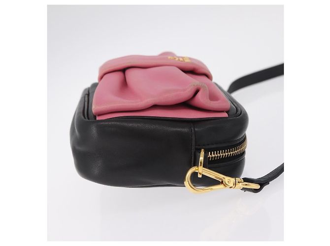 PRADA Ribbon Schultertasche Leder Schwarz Pink - Ansicht 4