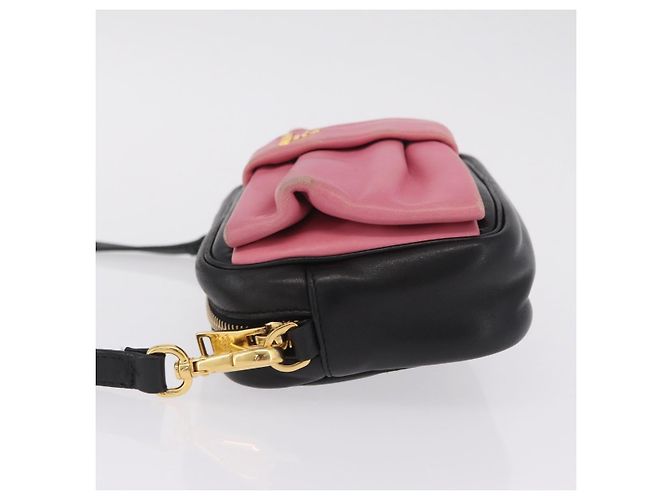 PRADA Ribbon Schultertasche Leder Schwarz Pink - Ansicht 5