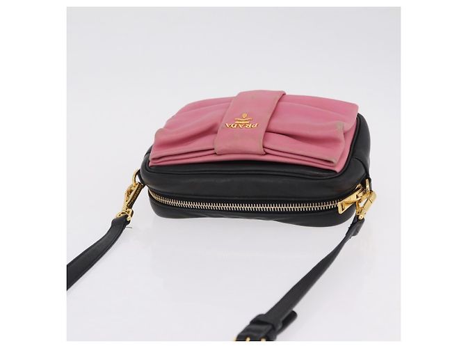 PRADA Ribbon Schultertasche Leder Schwarz Pink - Ansicht 6