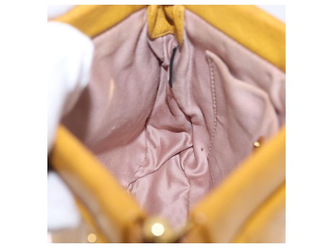 Miu Miu Madras Shoulder Bag Leather Yellow Gold - vue 23