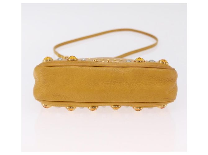 Miu Miu Madras Shoulder Bag Leather Yellow Gold - vue 6