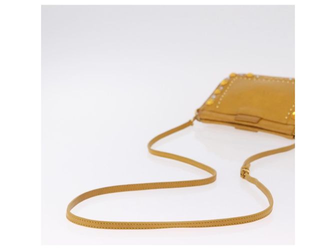 Miu Miu Madras Shoulder Bag Leather Yellow Gold - vue 8