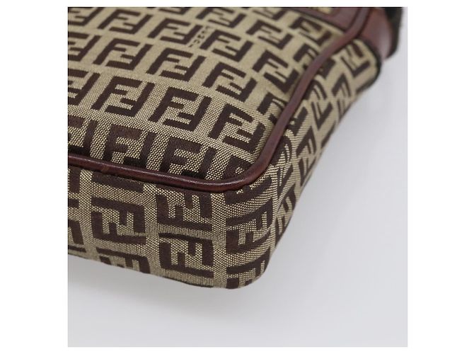 FENDI Zucchino Canvas Shoulder Bag Beige Gold - vista 14