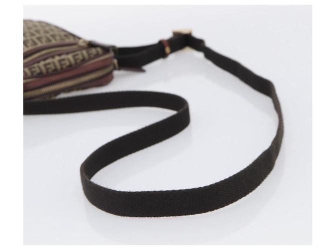 FENDI Zucchino Canvas Shoulder Bag Beige Gold - vista 7