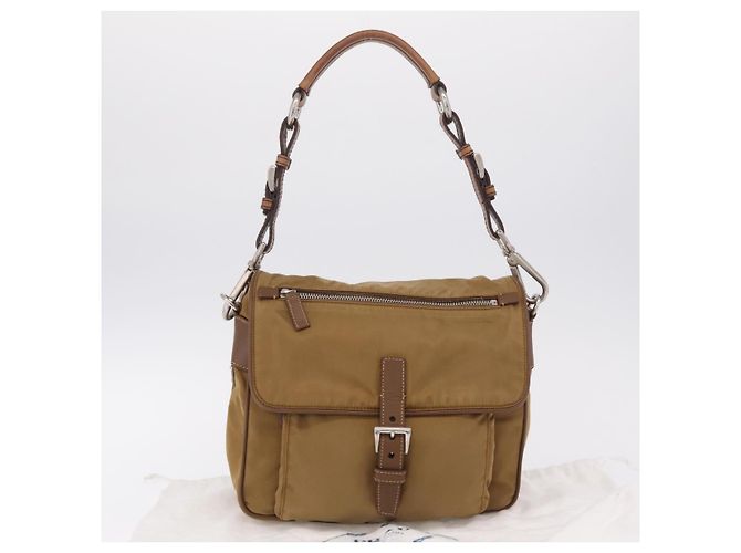 PRADA Schultertasche Nylon Brown Silver - Ansicht 12