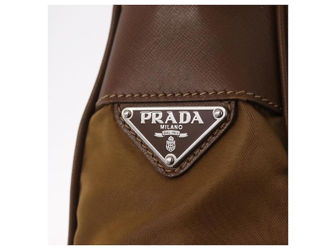 PRADA Schultertasche Nylon Brown Silver - Ansicht 19