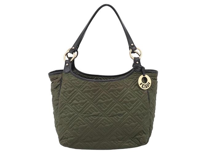 FENDI Shoulder Bag Nylon Green Gold Tone 8BH156 - vista 13