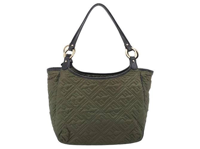 FENDI Shoulder Bag Nylon Green Gold Tone 8BH156 - vista 2