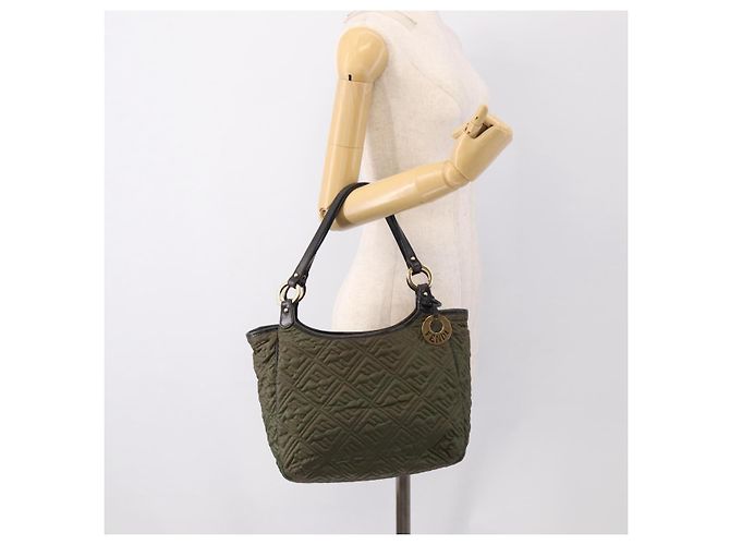 FENDI Shoulder Bag Nylon Green Gold Tone 8BH156 - vista 24