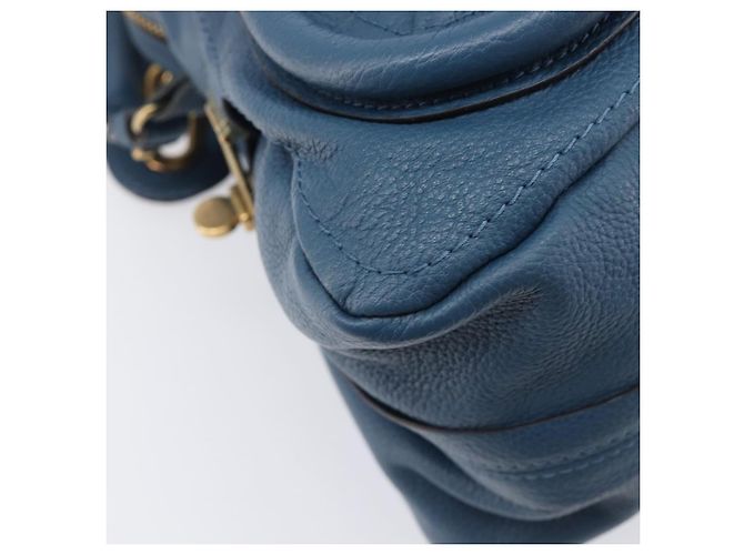 Chloé Chloe Paraty Hand Bag Leather 2way Blue Gold - vista 16