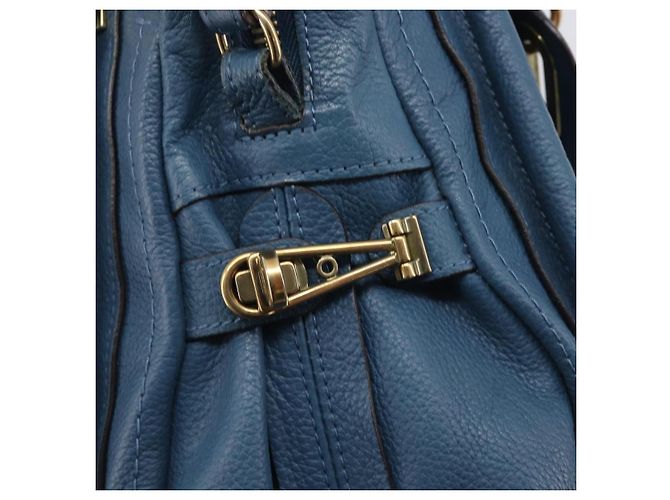 Chloé Chloe Paraty Hand Bag Leather 2way Blue Gold - vista 17