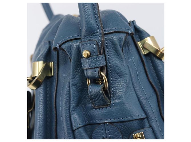 Chloé Chloe Paraty Hand Bag Leather 2way Blue Gold - vista 18