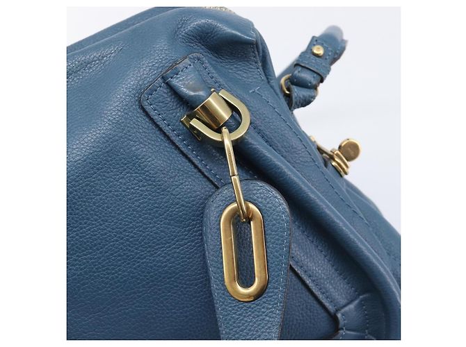 Chloé Chloe Paraty Hand Bag Leather 2way Blue Gold - vista 19