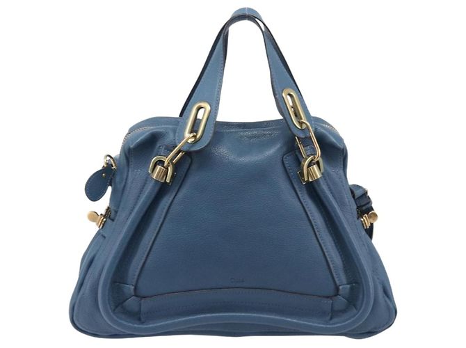 Chloé Chloe Paraty Hand Bag Leather 2way Blue Gold - vista 2