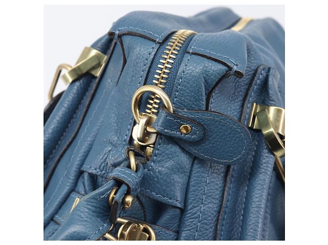 Chloé Chloe Paraty Hand Bag Leather 2way Blue Gold - vista 21