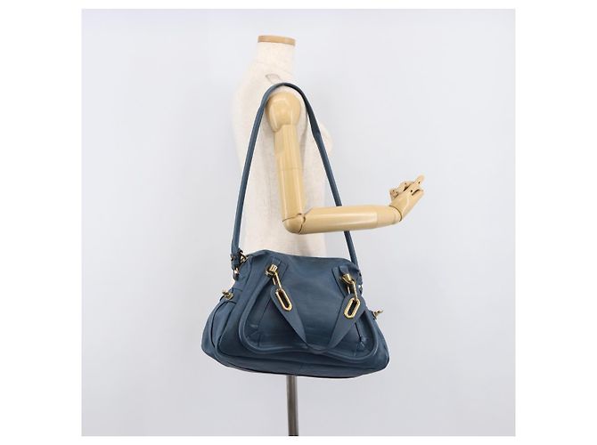 Chloé Chloe Paraty Hand Bag Leather 2way Blue Gold - vista 29