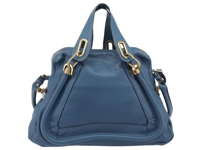 Chloé Chloe Paraty Hand Bag Leather 2way Blue Gold - vista 3