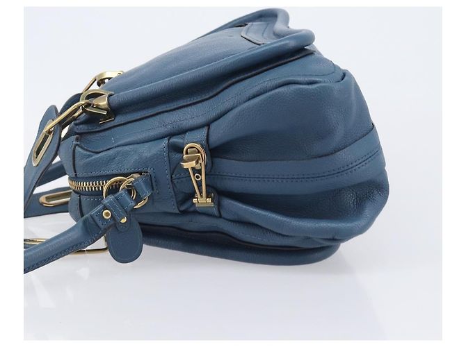 Chloé Chloe Paraty Hand Bag Leather 2way Blue Gold - vista 5