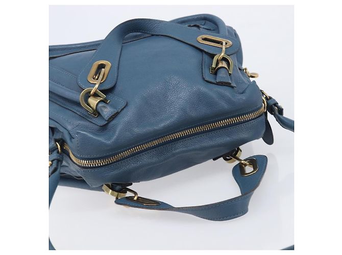 Chloé Chloe Paraty Hand Bag Leather 2way Blue Gold - vista 6