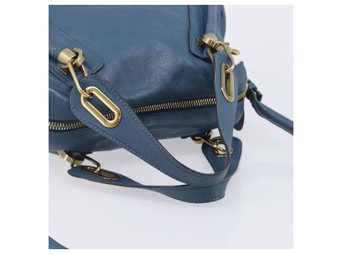Chloé Chloe Paraty Hand Bag Leather 2way Blue Gold - vista 7