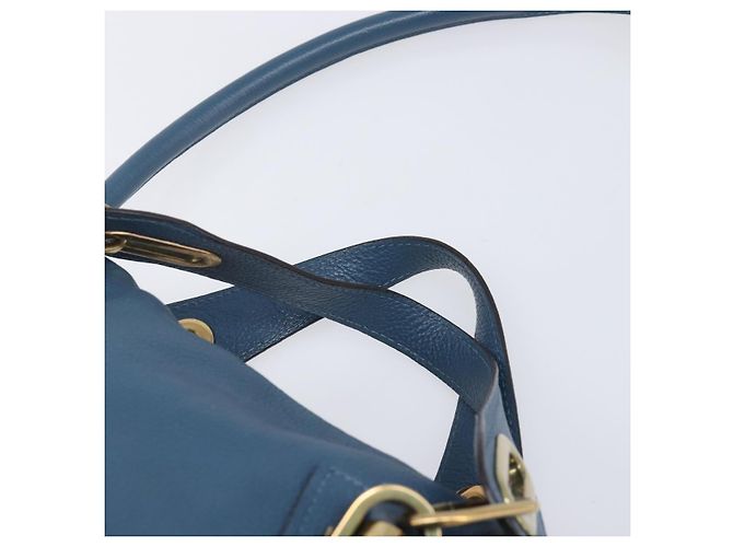 Chloé Chloe Paraty Hand Bag Leather 2way Blue Gold - vista 8