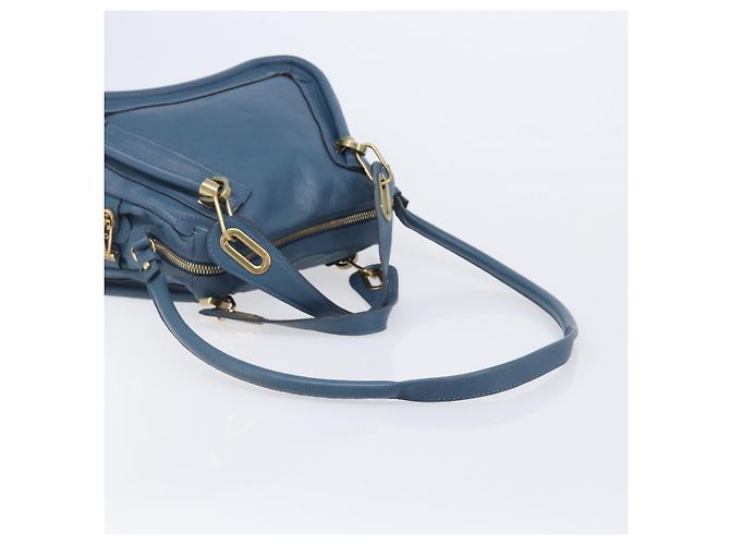 Chloé Chloe Paraty Hand Bag Leather 2way Blue Gold - vista 9