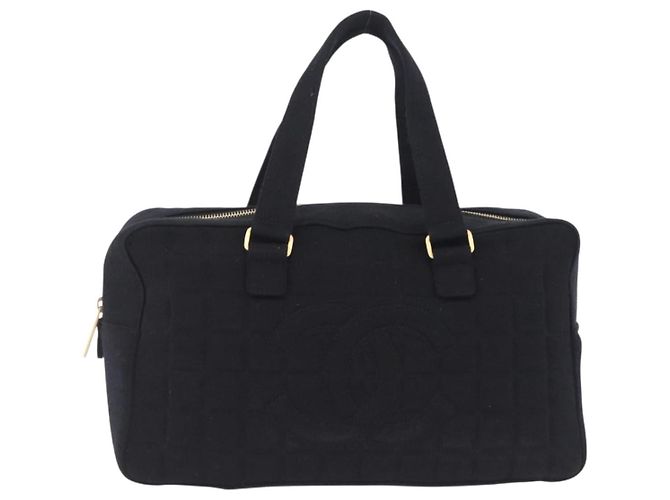 CHANEL Choco Bar Hand Bag Cotton Black Gold CC - vista 13
