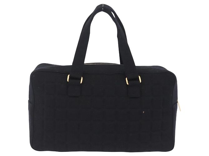 CHANEL Choco Bar Hand Bag Cotton Black Gold CC - vista 2