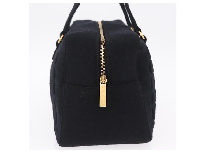 CHANEL Choco Bar Hand Bag Cotton Black Gold CC - vista 4