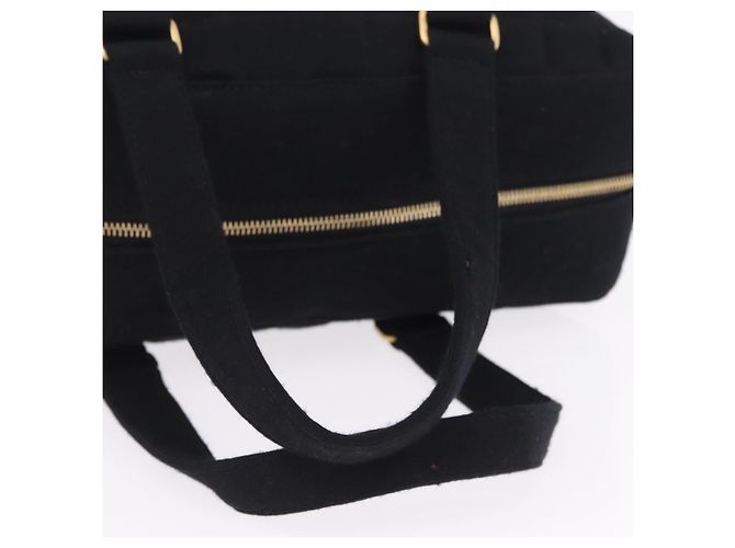 CHANEL Choco Bar Hand Bag Cotton Black Gold CC - vista 7
